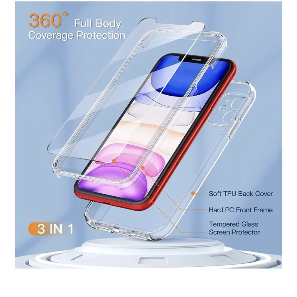 Compatible with iPhone 11 Case, and [2 x Tempered Glass Screen 6.1 Inch Clear..